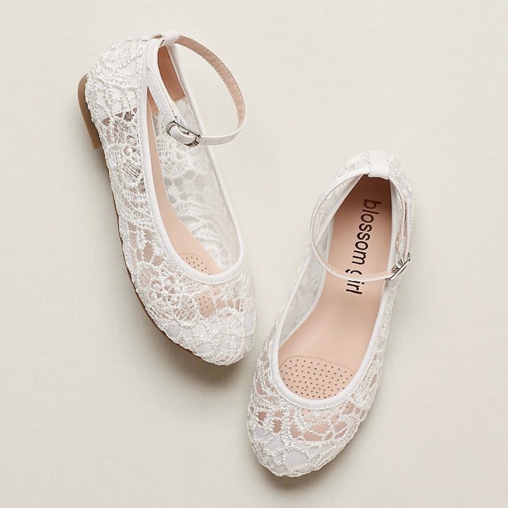 David’s Bridal Flower Girl Crochet Ballet Flats